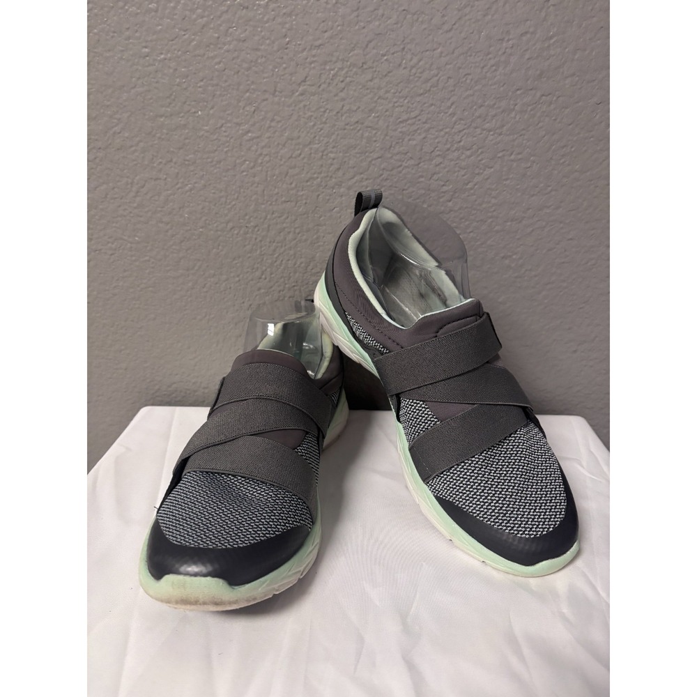 Vionic Womens 8 Dash ASR1449 Slip On Sneakers Grey Mint Green Elastic Straps